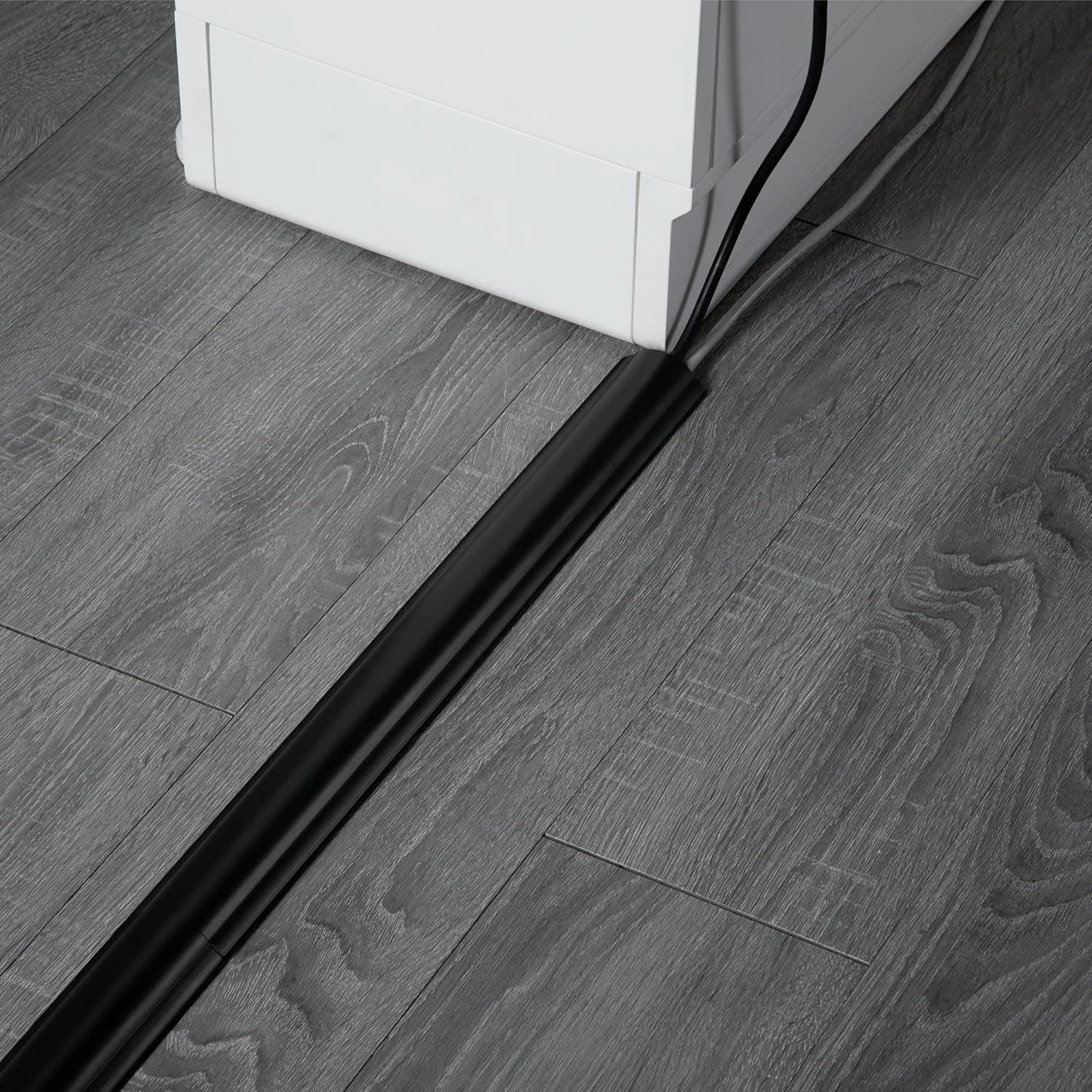ZhiYo Cord Hider Floor 68in(4xL17in), Rigid PVC Floor Cord Cover, Hard PVC Floor Wire Cover, Floor Cable Cover for Cable Management Floor, Cable Floor Cover Black, Cord Cavity - 1in W x 0.35in H