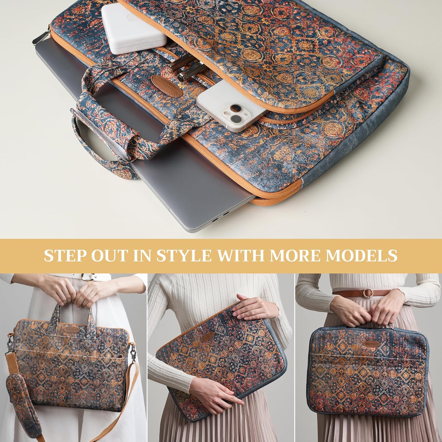 Maison d'Hermine Laptop bag with front pocket Stain and water repellent Cotton canvas