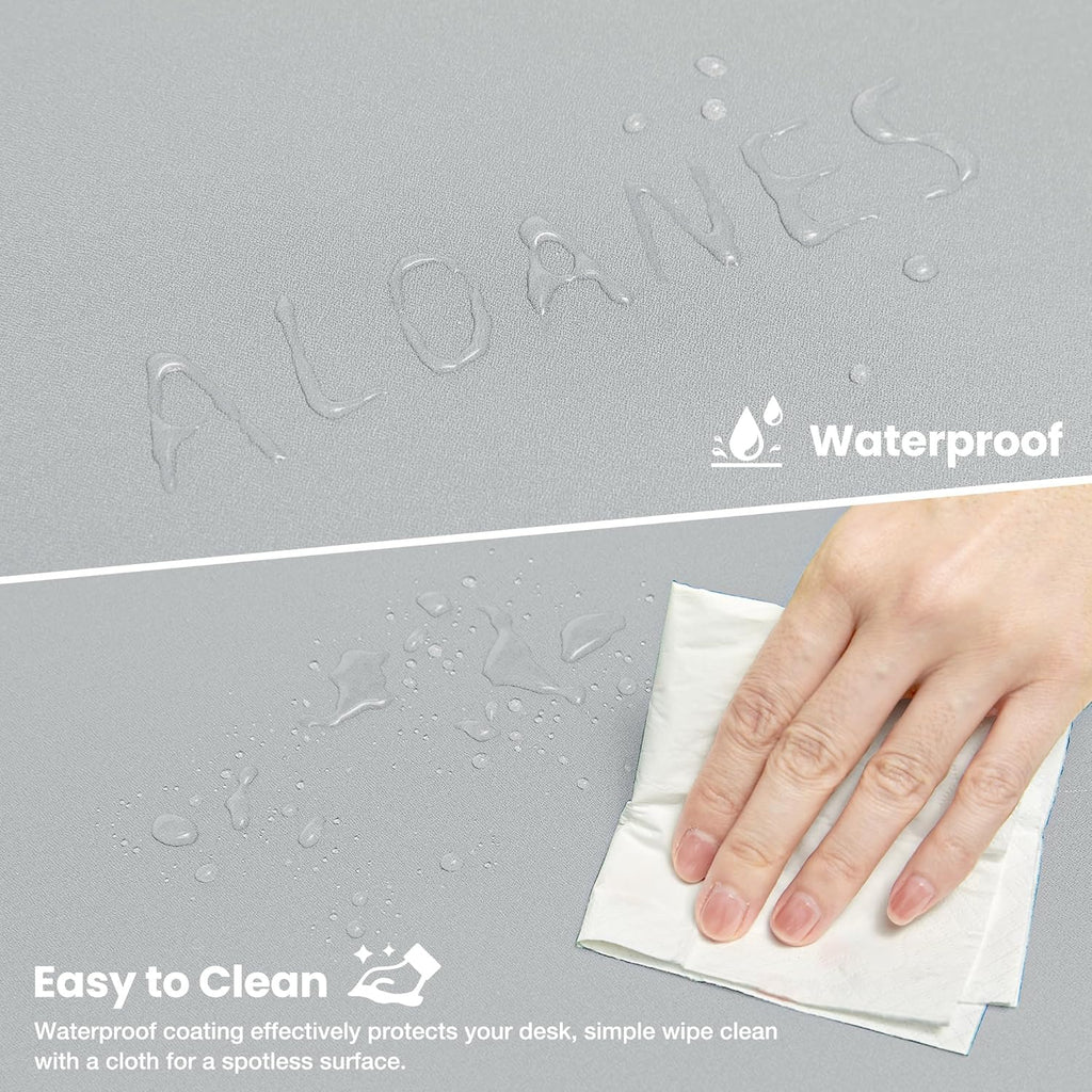 ALOANES Waterproof Mouse Pad with Durable Stitched Edge, Large Gaming Keyboard Pad, Non-Slip Rubber Base Mouse Mat, Extended Desk pad for Gamer, Office & Home, Gray Mousepad 31.5''x 15.7''x 0.12''