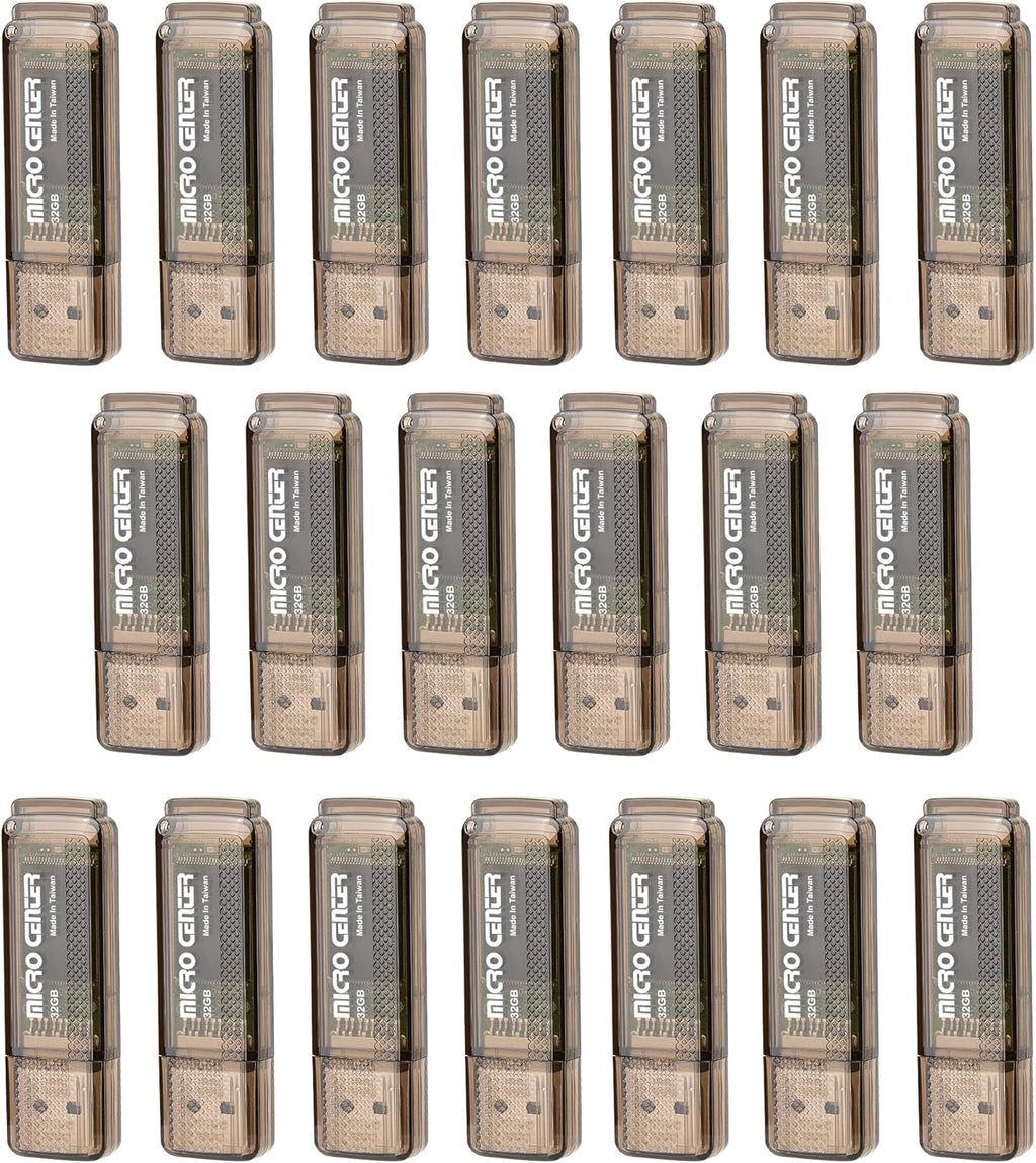 INLAND Micro Center Super Speed 20 Pack 32GB USB 3.0 Flash Drive Memory Stick Thumb Drive Data Storage Jump Drive Bulk, Much Faster Than USB2.0 Flash Drive, Brown