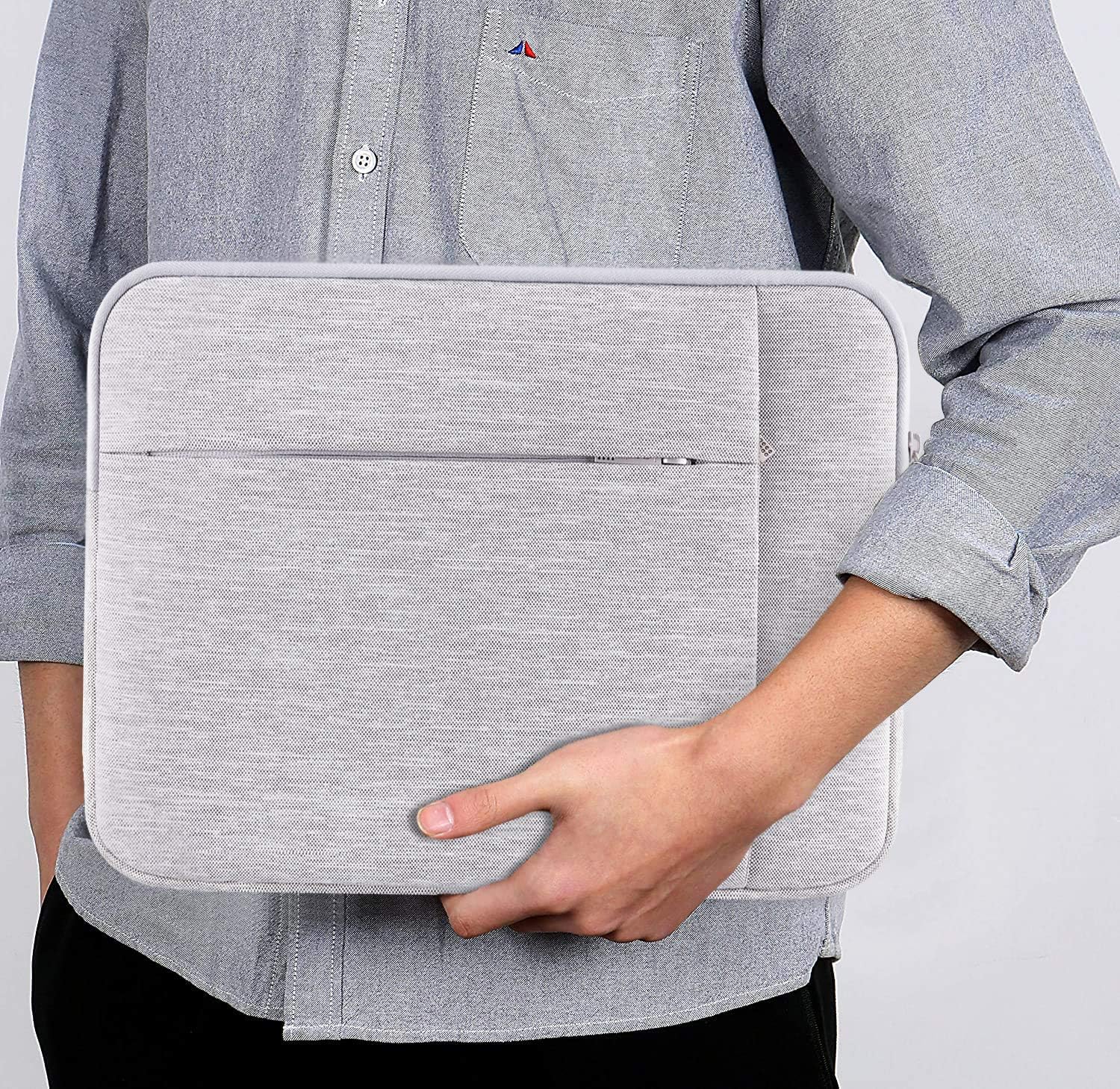 Lacdo Laptop Sleeve Case for 15 inch New MacBook Air M4 A3241 2025, M3 A3114, M2 A2941 2024-2023, 15 inch MacBook Pro A1990 A1707, Dell XPS 15 Plus Computer Case Bag with Accessory Pocket, Gray