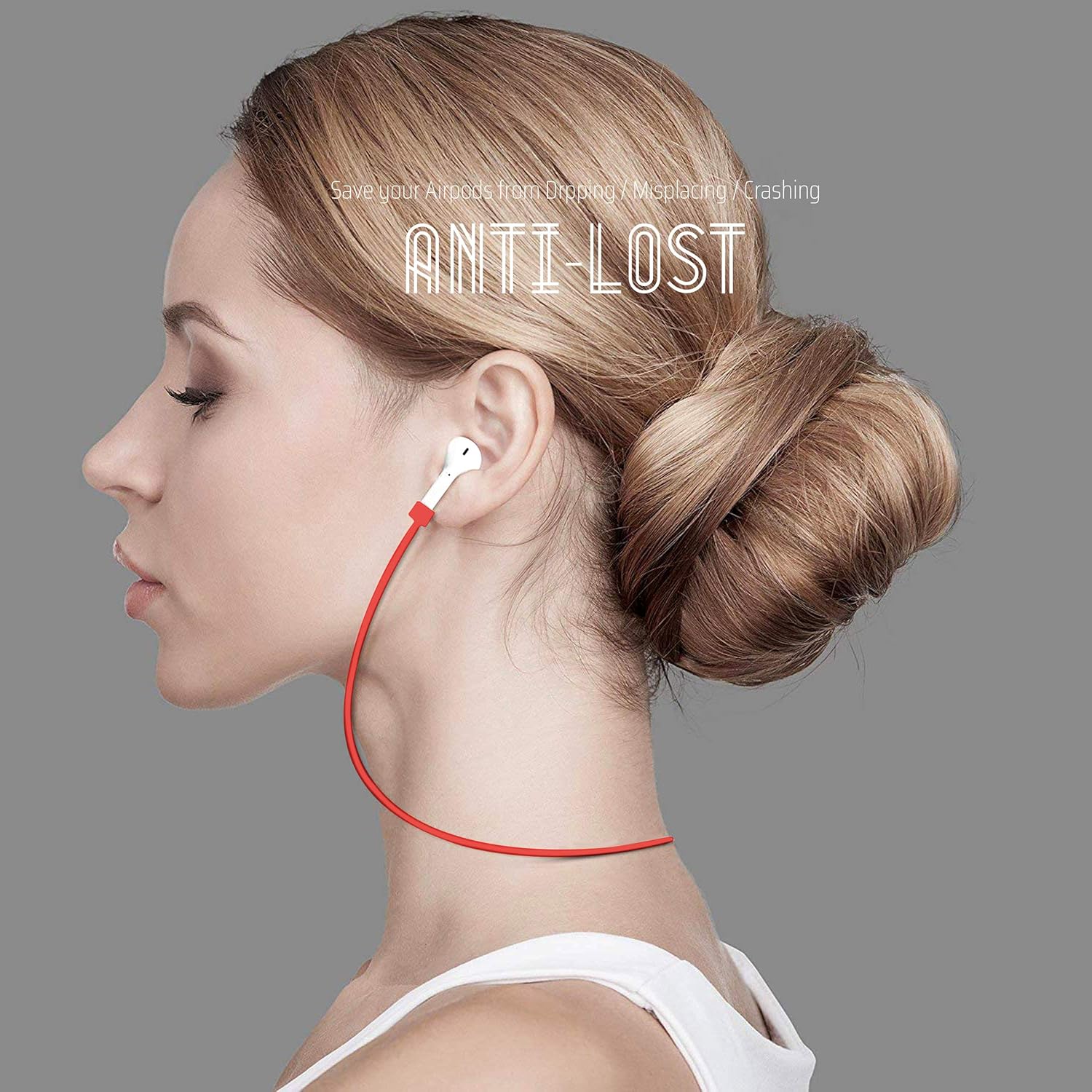 Ultra Strong Magnetic Airpod Pro Strap Anti-Lost Cord Sports Lanyard Compatible with Airpods 3rd 2nd Generation Pro 3 2 1 (3 Red)