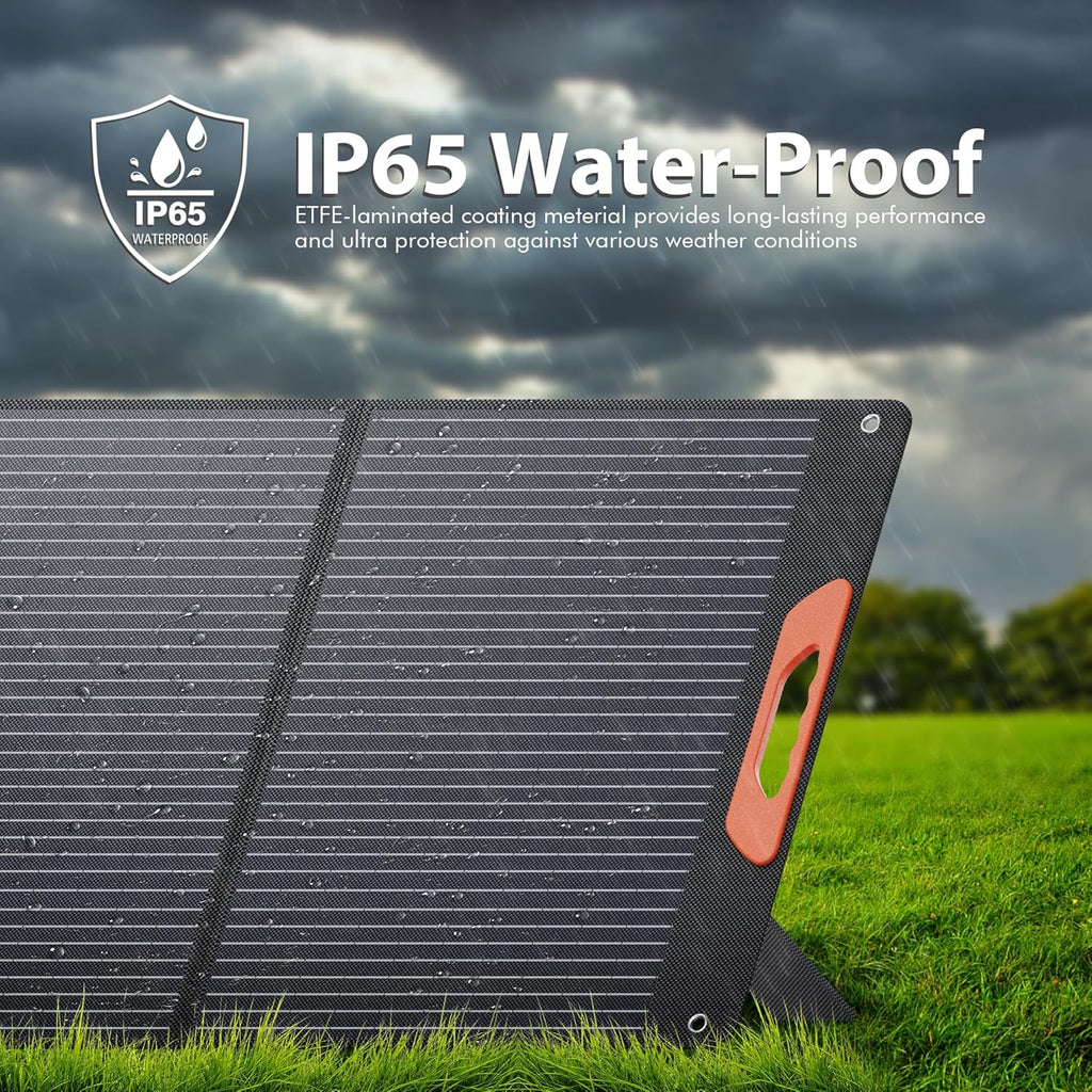 120W Portable Solar Panels for Power Station, 120 Watt ETFE Monocrystalline Foldable 20V DC Output Solar Panel Charger, 24% High Efficiency, QC3.0 USB-A & Type-C Output for Outdoor Camping RV Blackout