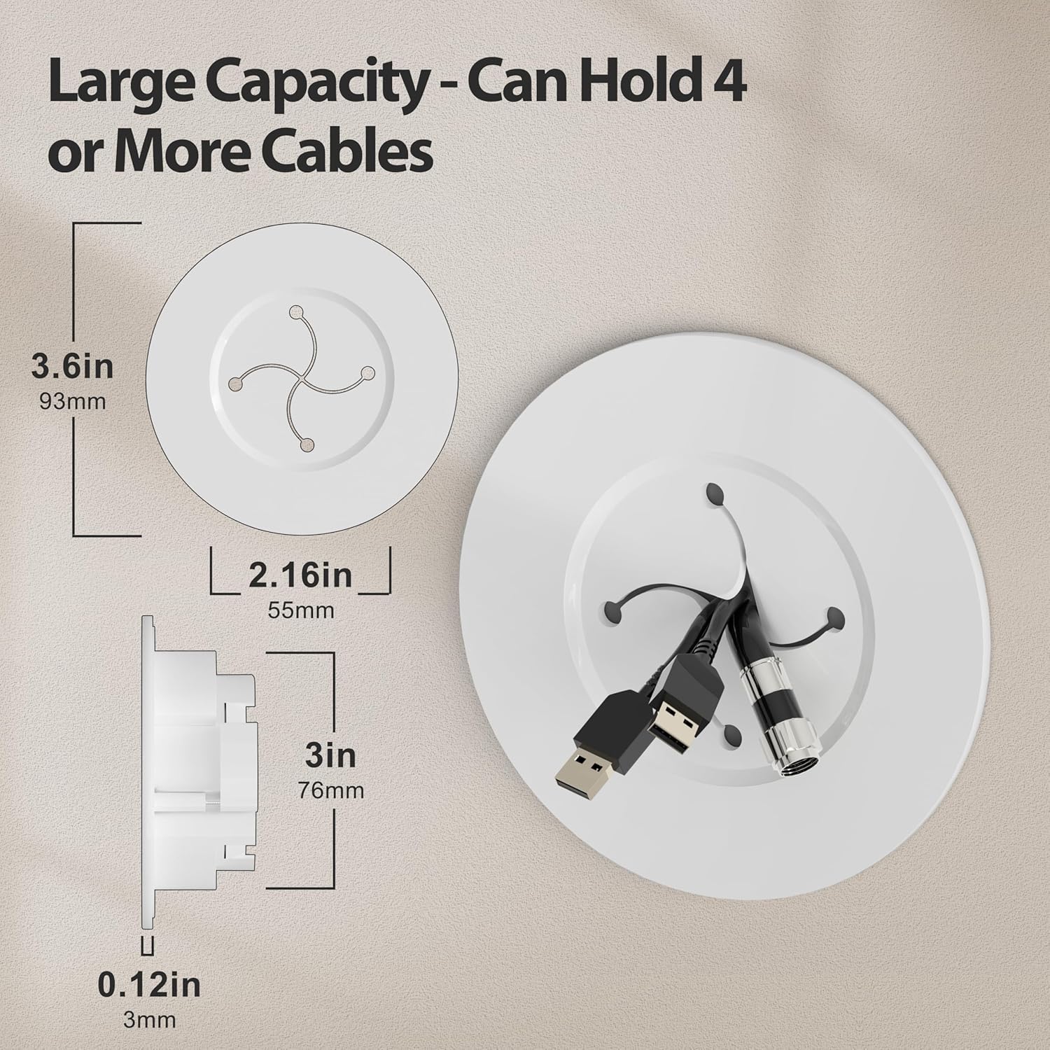 Cord Hider for Wall Mount TV, in Wall Cable Management Kit for Large Capacity, Wall Cable Hider Behind The Wall, Cable Raceway White Includes Hole Saw Dril Attachment - 2 Pass Locking Brackets