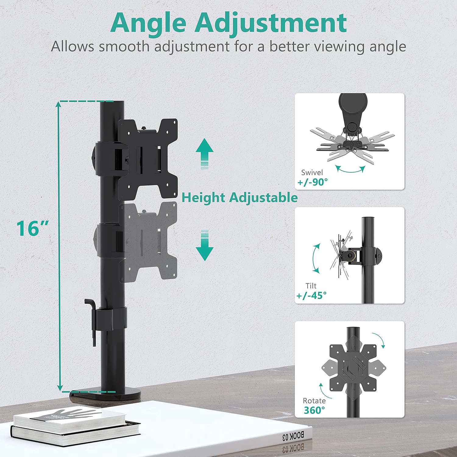 WALI Single Monitor Mount, Monitors Desk Mount, Single Monitor Arm Holds Screen Up to 32inch, 22lbs, Fully Adjustable Mount Designed for Home Office Application(M001S), Black