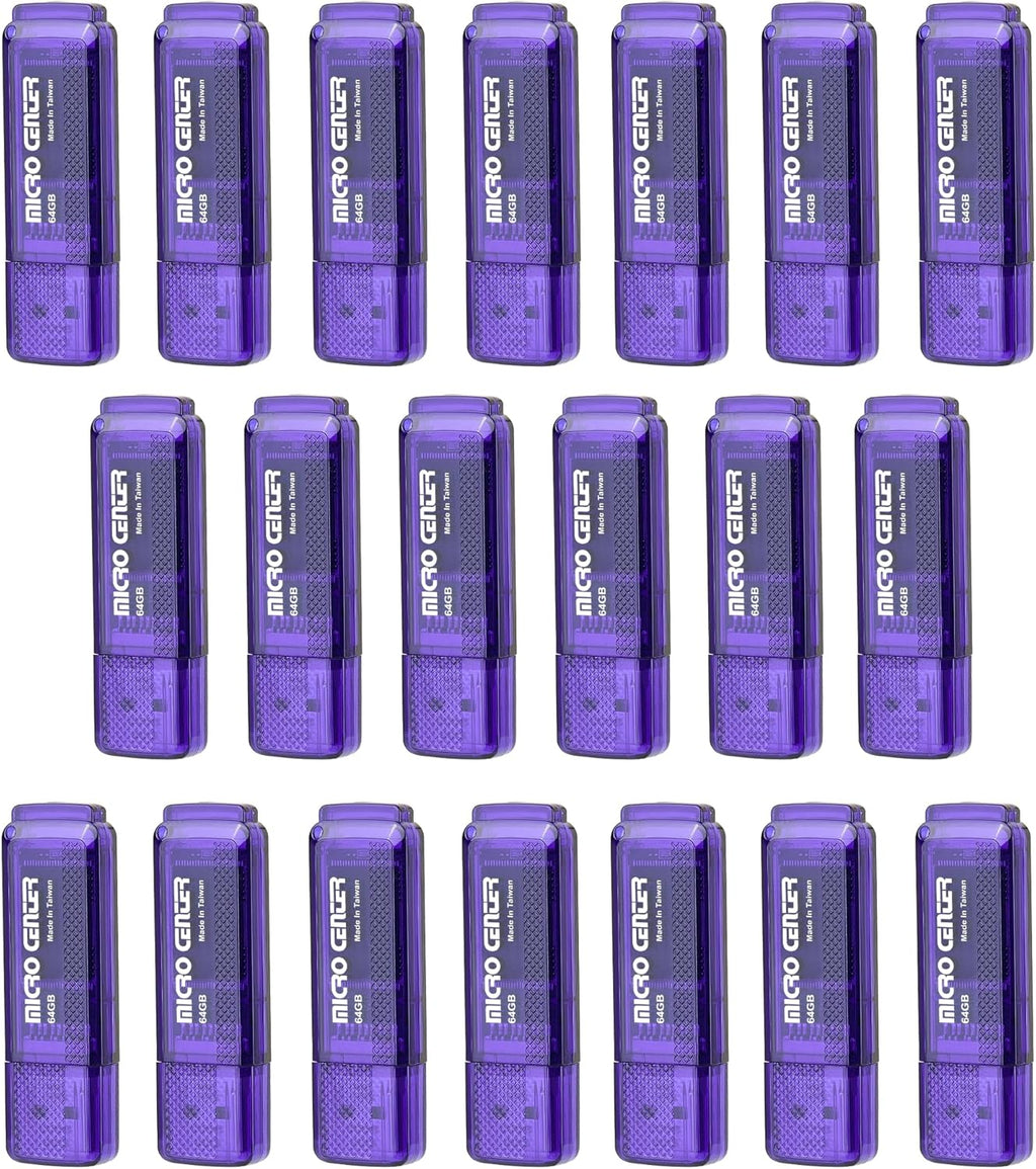 INLAND Micro Center Super Speed 20 Pack 64GB USB 3.0 Flash Drive Memory Stick Thumb Drive Data Storage Jump Drive Bulk, Much Faster Than USB2.0 Flash Drive, Blue