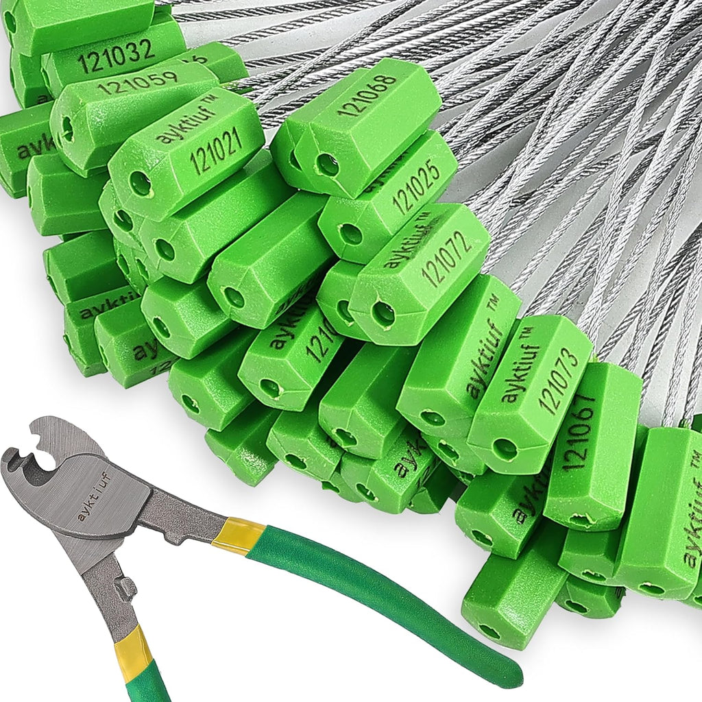 240 Pieces Security Cable Seals, Metal Number Security Tags for Truck, Trailers, Cargo, Containers, Vans, Oil Tank, Milk Vehicle (Green, 240 Pack)