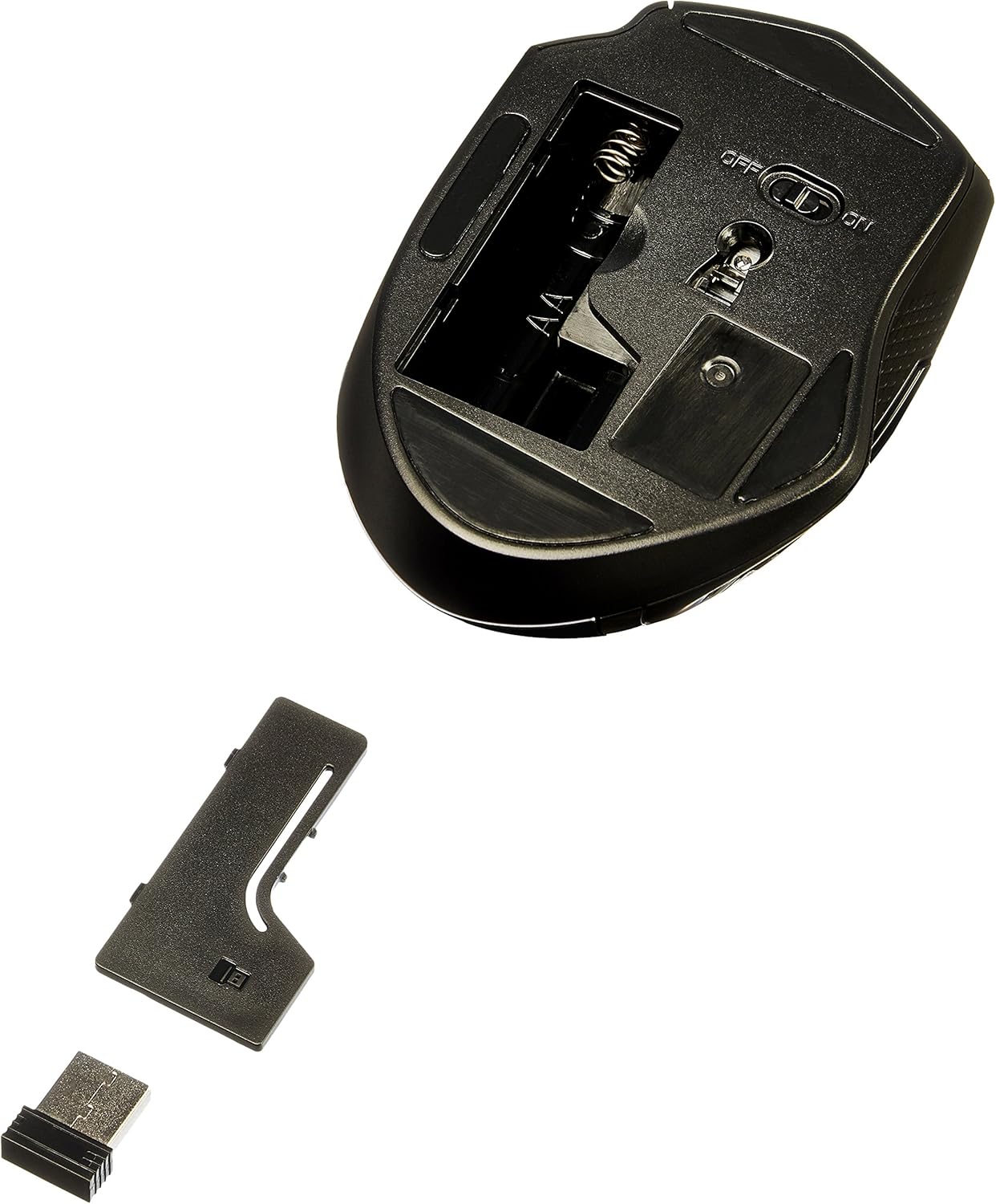 Amazon Basics Computer Mouse Wireless, Ergonomic, 2.4 GHz Optical, DPI Adjustable, Compatible With PC, Mac, Laptop, Black
