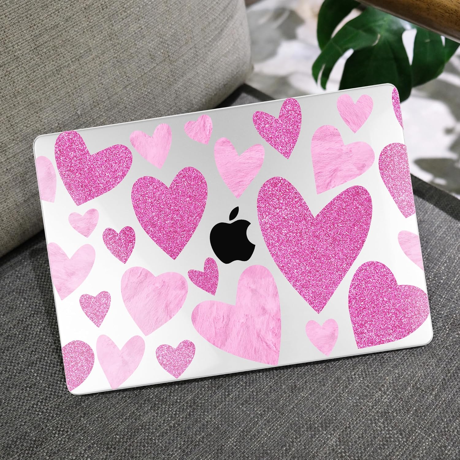 MEEgoodo for M4/M3/M2 MacBook Air 15.3 inch Case 2025 2024 2023, Case Fit Model (A3241/A3114/A2941) for MacBook Air 15 inch, Laptop Hard Shell with Keyboard Cover, Glitter Hearts