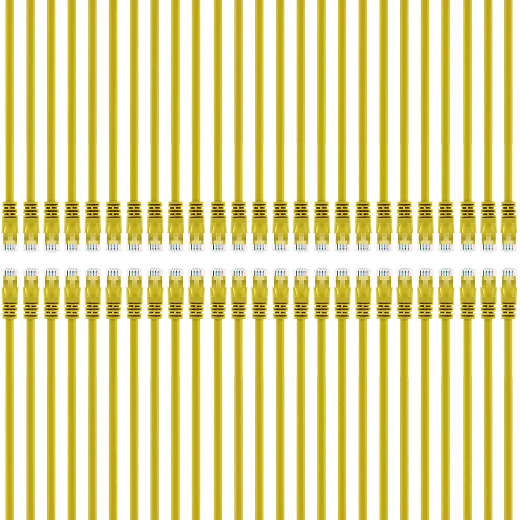 GearIT 50-Pack, Cat5e Ethernet Patch Cable 1 Foot - Snagless RJ45 Computer LAN Network Cord, Yellow - Compatible with 48 Port Switch POE Rackmount 48port Gigabit