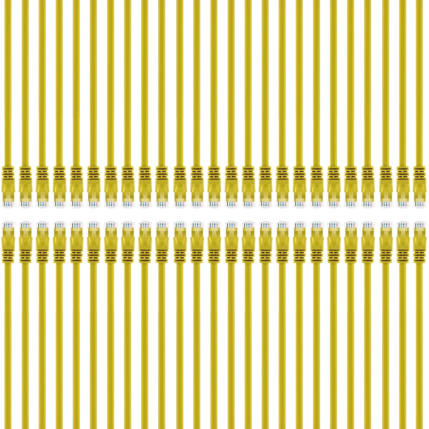 GearIT 50-Pack, Cat5e Ethernet Patch Cable 1 Foot - Snagless RJ45 Computer LAN Network Cord, Yellow - Compatible with 48 Port Switch POE Rackmount 48port Gigabit
