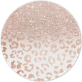 ITNRSIIET Round Mouse Pad with Stitched Edge Premium-Textured Waterproof Non-Slip Rubber Base Desktop Protection Mat Diameter 8.7 inches, Rose Gold Leopard Print