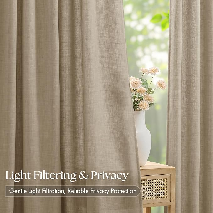 Burlywood Birch Linen Pinch Pleated 92 Inch Curtains - Image 3