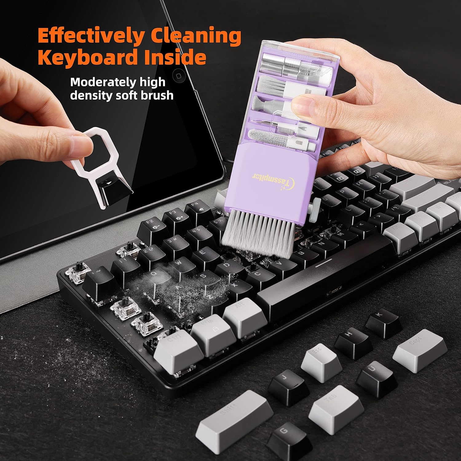 Laptop Screen Keyboard Cleaner Kit, All in 1 Electronic Cleaning Tool for MacBook iPad iPhone Pro Cell Phone, Brush Tool for Tablet, Computer, PC Monitor,TV Camera Lens with Patent, Purple