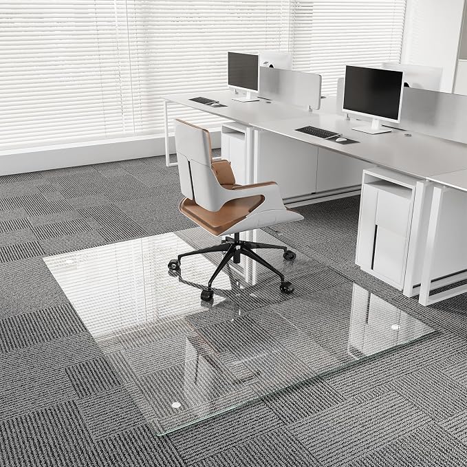 Koonmi Chair Mat for Carpet, Tempered Glass 30"x55" Office Chair Mat, Glass - Image 8