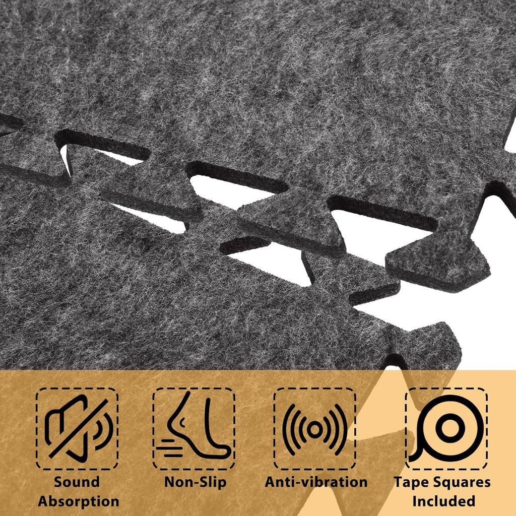 16 Pcs Sound Absorbing Interlocking Floor Mats, 11x 11 x 0.4 inches High Density Piano Carpet Drum Rug, Non-Slip Anti Vibration Soundproof Pads Acoustic Blankets for Music Studio