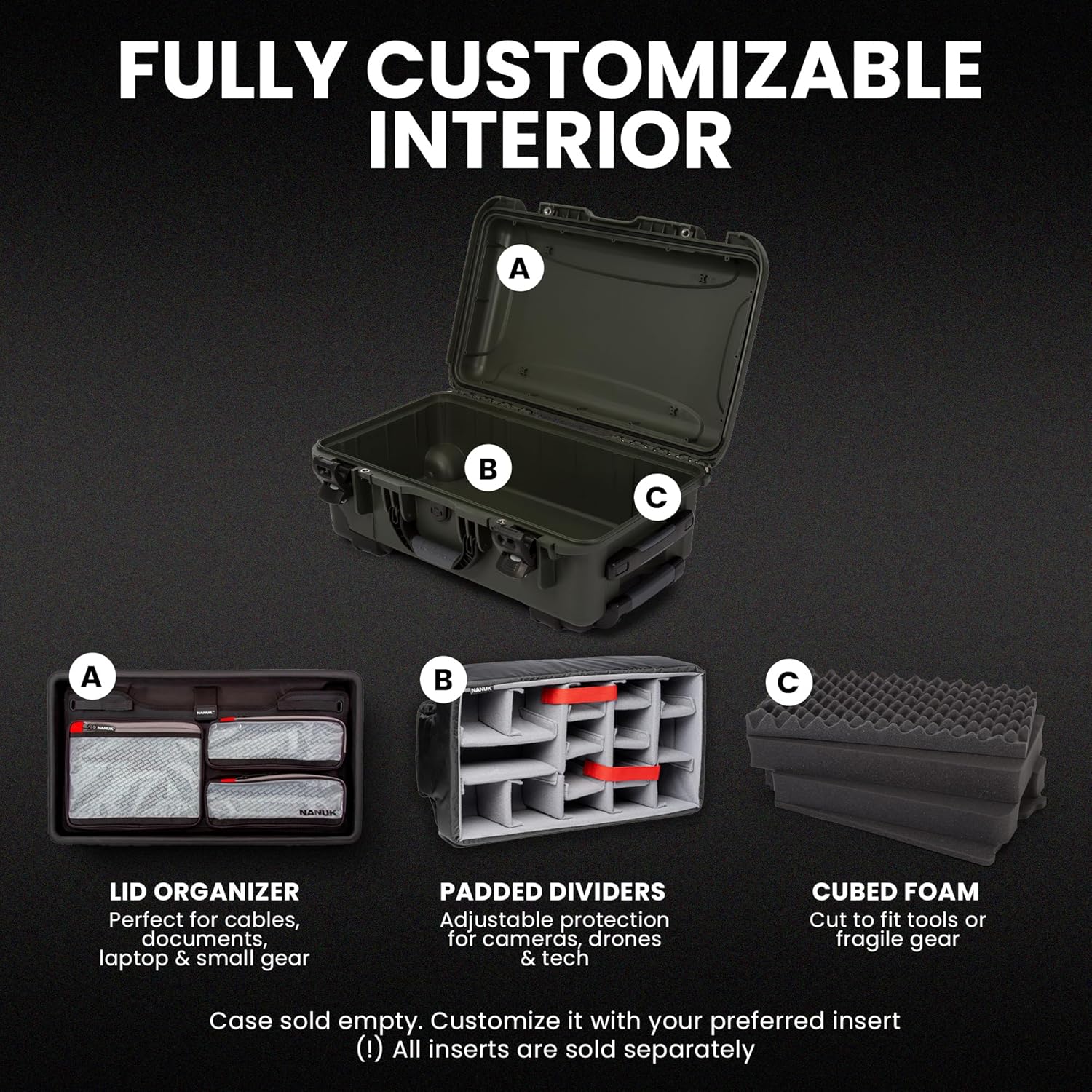 NANUK Wheeled Series 935 Lightweight NK-7 Resin Waterproof Protective Case