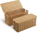 2Pack Large Cable Management Box, Handwoven Imitation Rattan Cord Organizer Cord Hider Box, Cable Organizer Box for Desk, Cord Management Box to Hide Cords and Power Strips
