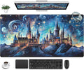 Blue Castle Desk Mat Aesthetic Cute Desk Pad, Extended Large Mouse Pad XXL Gaming Keyboard Pad, Computer Desktop Mouse Mat Full Desk Laptop Mat, Fantasy Art Office Desk Accessories 31.5" x 15.7"