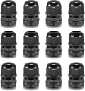 QILIPSU 12pcs 3/8" NPT Cable Gland Waterproof IP68 Nylon Cable Pass Through Cord Grip Connector Strain Relief Wire Grommet