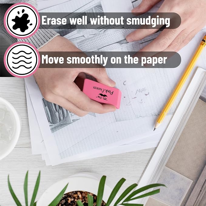 Mr. Pen- Pink Pencil Eraser Bulk, 24 Pack | Large Latex Free Block Erasers - Image 4