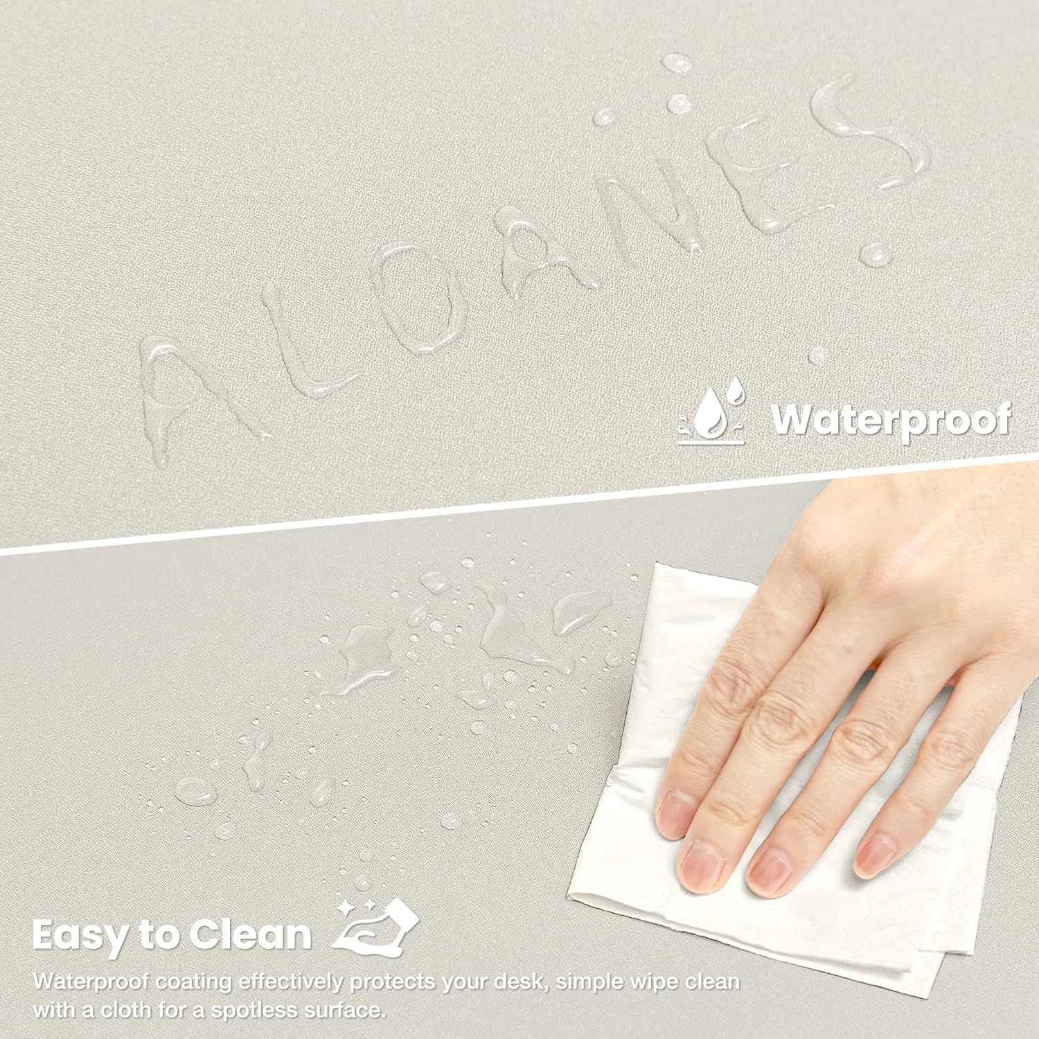 ALOANES Waterproof Mouse Pad with Durable Stitched Edge, XL Gaming Keyboard Pad, Non-Slip Rubber Base Mouse Mat, Extended Desk pad for Gamer, Office & Home, Beige Mousepad 31.5''x 11.8''x 0.12''