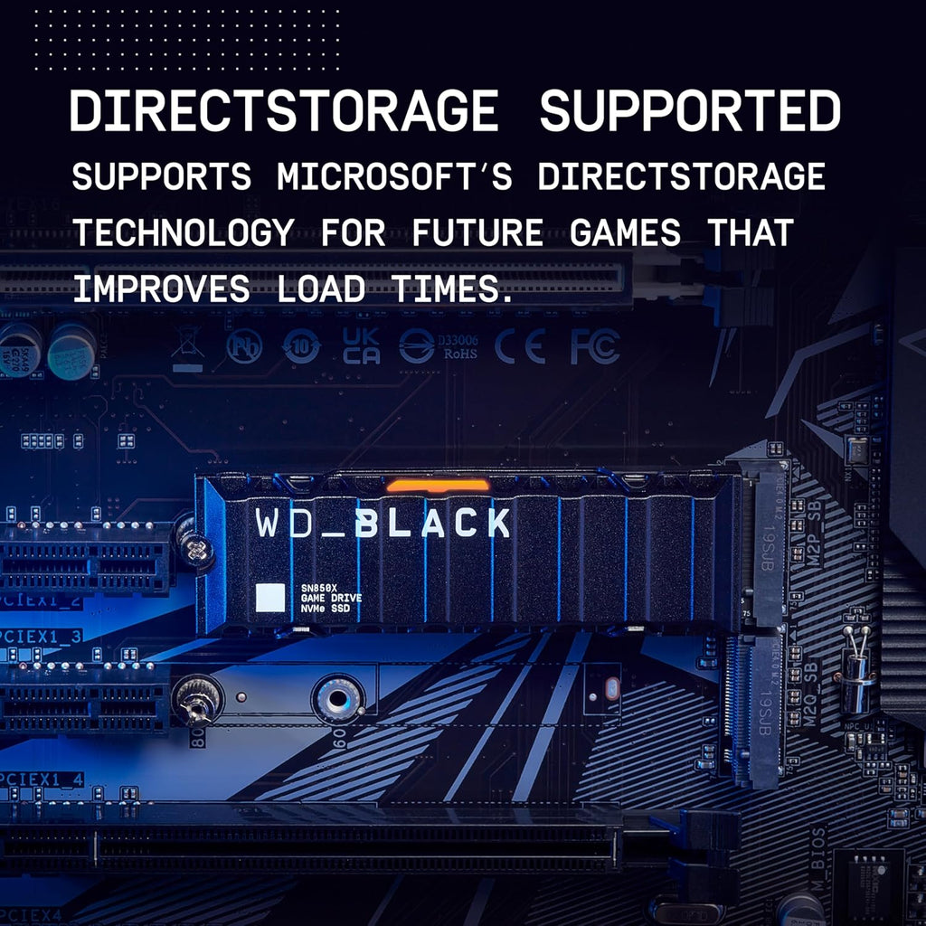 WD_BLACK 2TB SN850X NVMe Internal Gaming SSD Solid State Drive with Heatsink - Works with Playstation 5, Gen4 PCIe, M.2 2280, Up to 7,300 MB/s - WDS200T2XHE