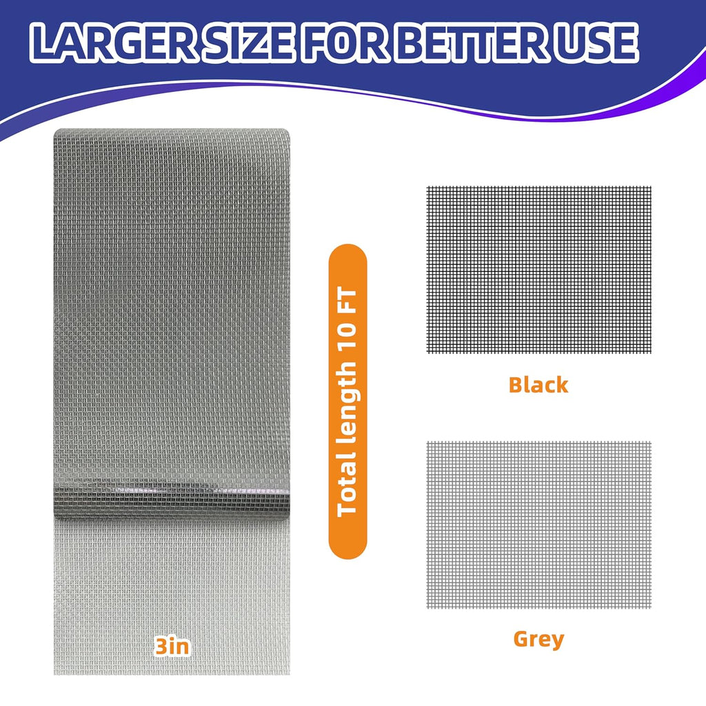 KING MOUNTAIN Grey Window Screen Repair Tape,3inX10FT Heavy Duty Screen Repair Kit for Window Screen and Screen Door,Strong Adhesive & Waterproof Window Screen Patch