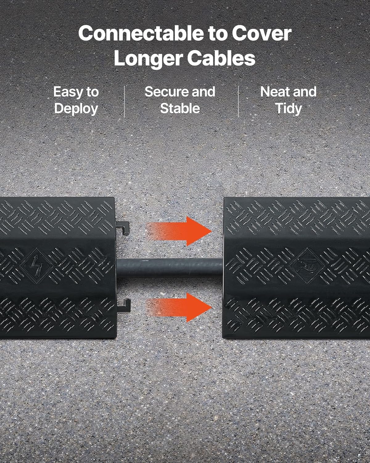 VEVOR 3 Pack Drop Over Cable Cover, 2 Channel Heavy Duty Cable Hose Protector Ramp, 38.3'' Floor Cord Cover, 17,500 lbs/Axle Load Capacity, for Traffic Areas, Indoor, Outdoor, Home, Office, Warehouse