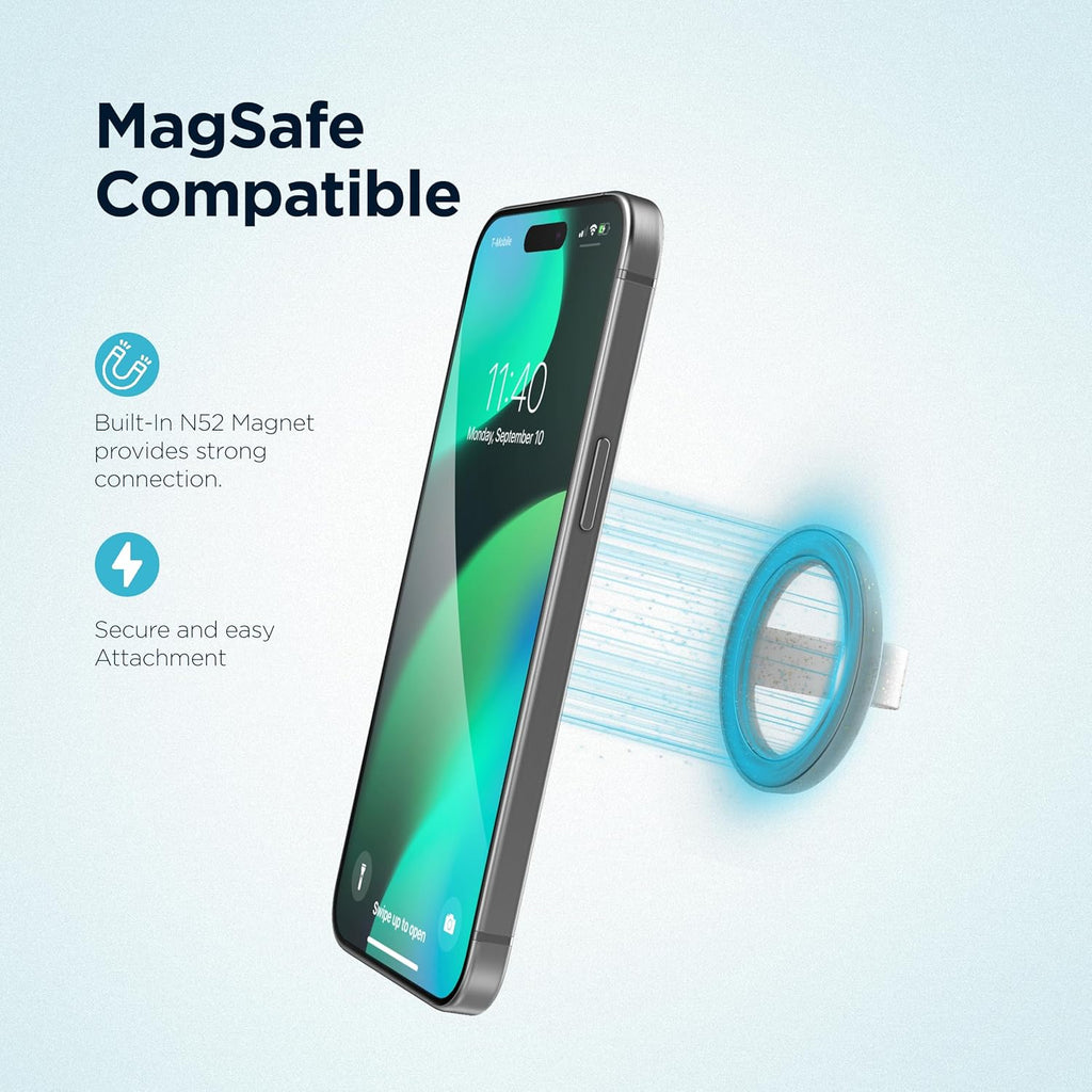 2-Pack Magnetic Phone Grip Holders Compatible with MagSafe, Soft-Touch Silicone Finger Loops for iPhone, Comfortable and Secure Fit (Clear Sparkle & Green Glitter)