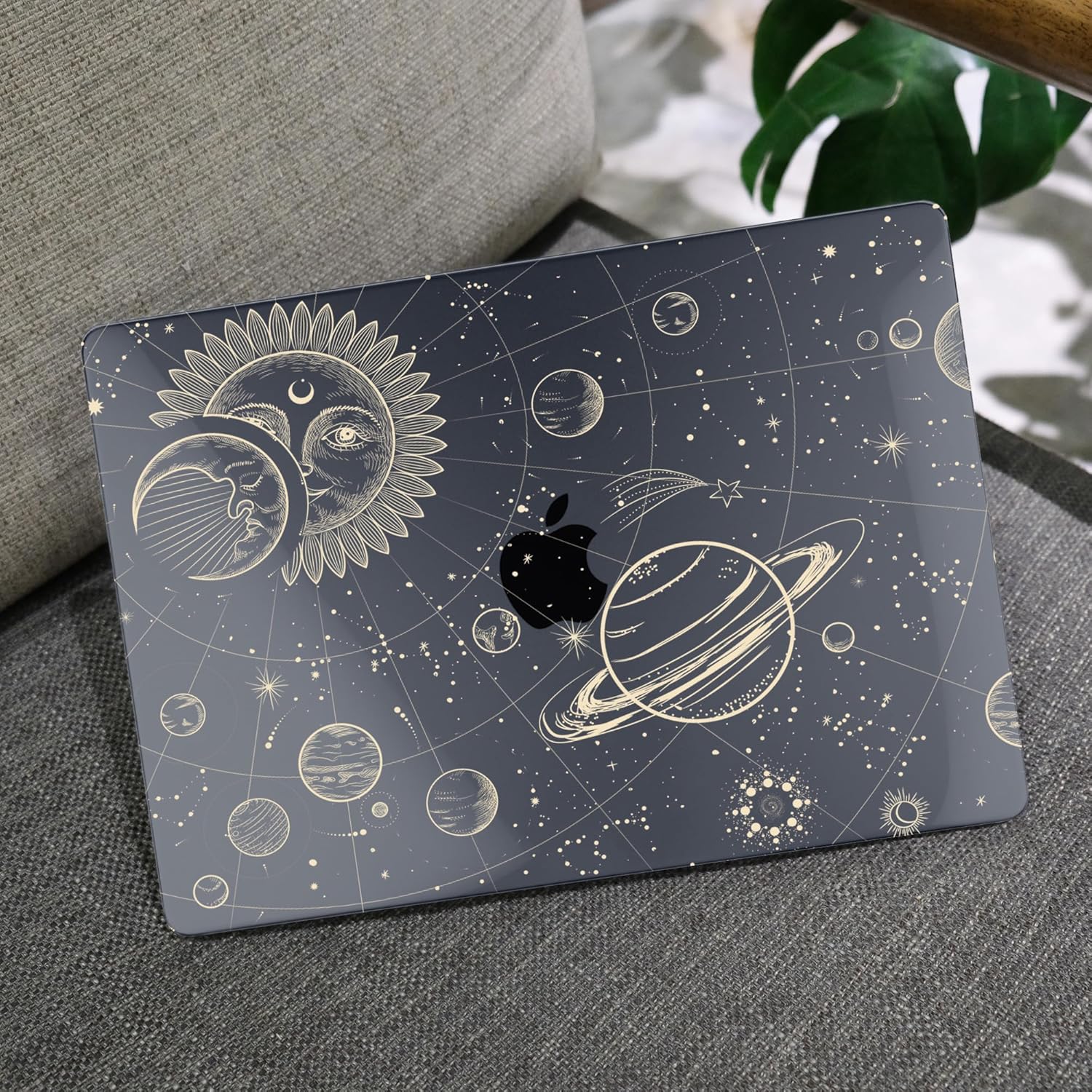 MEEgoodo for MacBook Air 13.3 inch Case 2021 2020 2019 2018 A2337 M1 A2179 A1932, Clear Case for MacBook Air M1, Hard Shell with Keyboard Webcam Cover & Trackpad Film & Type C Adapter,Moon
