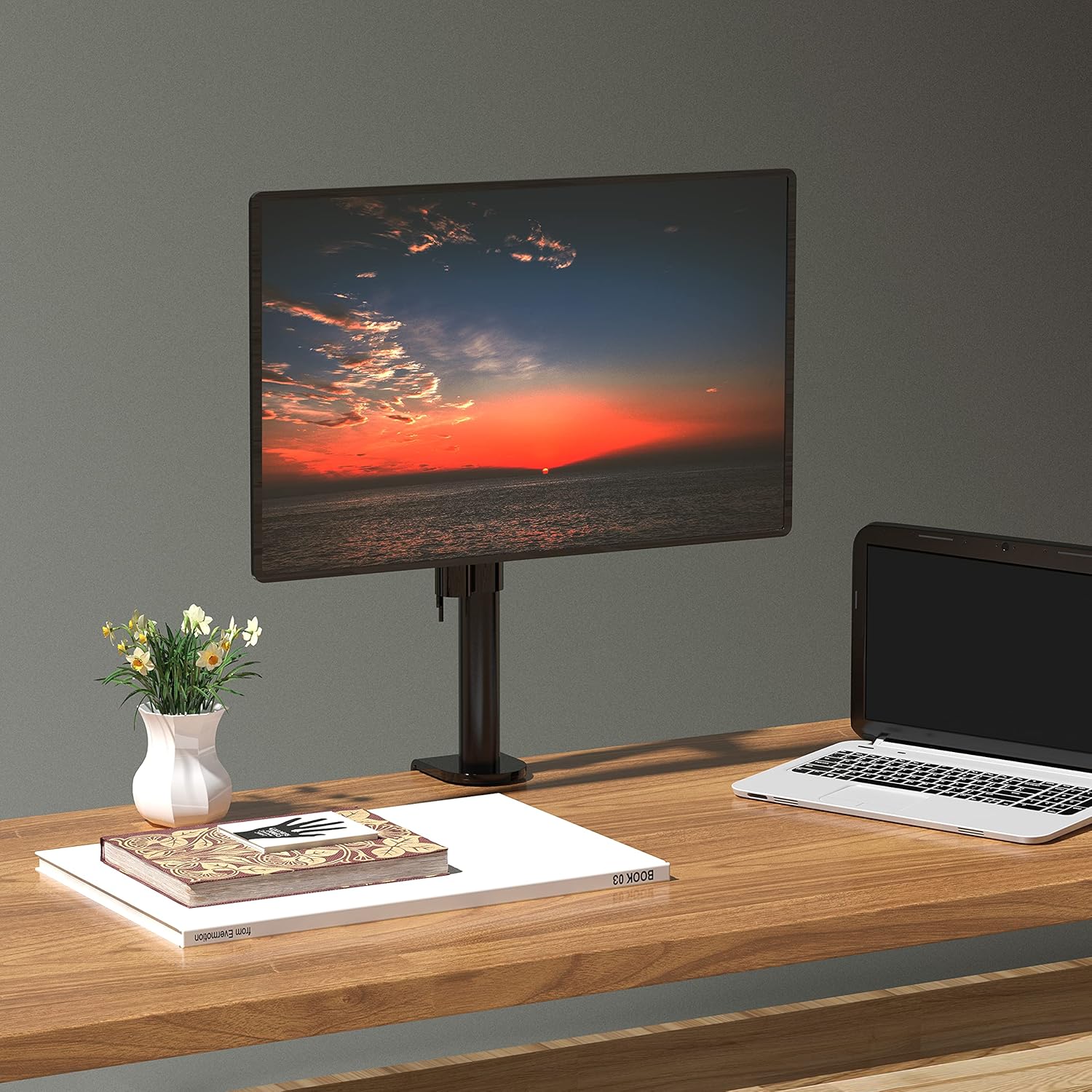 WALI Single Monitor Mount, Monitors Desk Mount, Single Monitor Arm Holds Screen Up to 32inch, 22lbs, Fully Adjustable Mount Designed for Home Office Application(M001S), Black