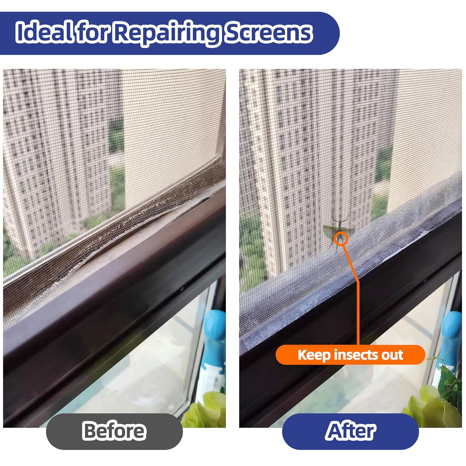 KING MOUNTAIN Black Window Screen Repair Tape,3inX20FT Heavy Duty Screen Repair Kit for Window Screen and Screen Door Tears Holes,Strong Adhesive & Waterproof Window Screen Patch