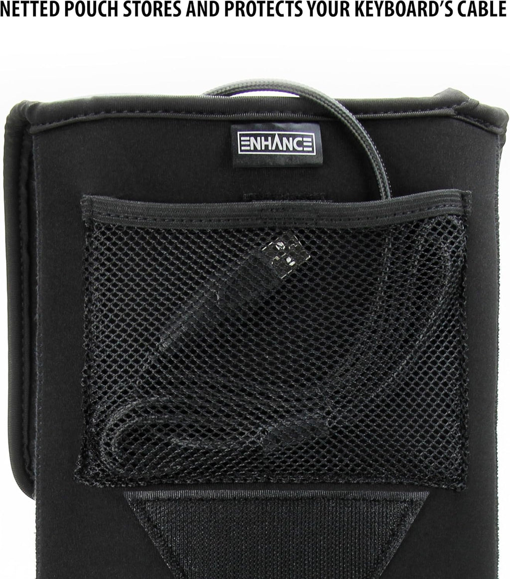 ENHANCE Keyboard Sleeve Travel Case for Full-Size Mechanical and Standard Gaming Keyboards up to 18 Inches with Rugged Neoprene Construction, Zipper Mouse Storage and Cable Storage Pouch