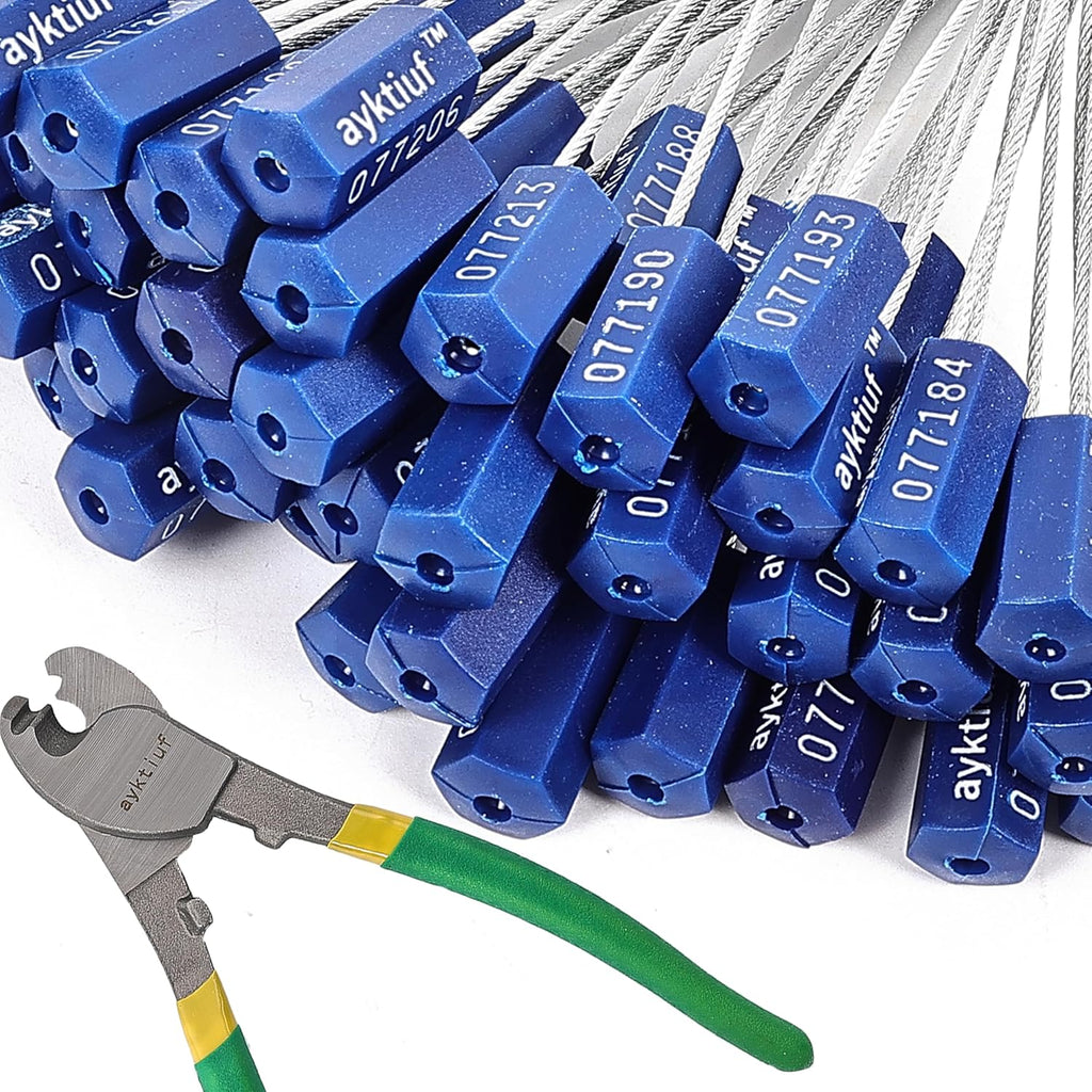 1200 Pieces Security Cable Seals, Metal Number Security Tags for Truck, Trailers, Cargo, Containers, Vans, Oil Tank, Milk Vehicle (Blue, 1200 Pack)