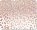 ITNRSIIET Mouse Pad with Stitched Edge Premium Textured Smooth Precise Operation Waterproof Washable Non-Slip Rubber Base Desktop Protection Mat, 10.2×8.3×0.12 inches, Rose Gold Leopard Print