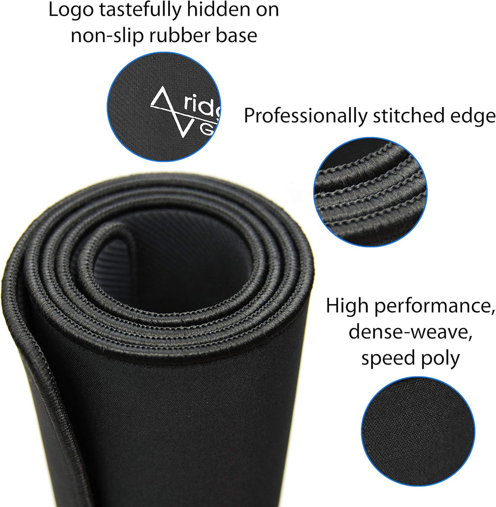 Gaming Mouse Pad (5mm) Extended 36 inch | 36x12x0.20 Extra Thick | Black | Stitched Edge, Large Washable Desk Mat