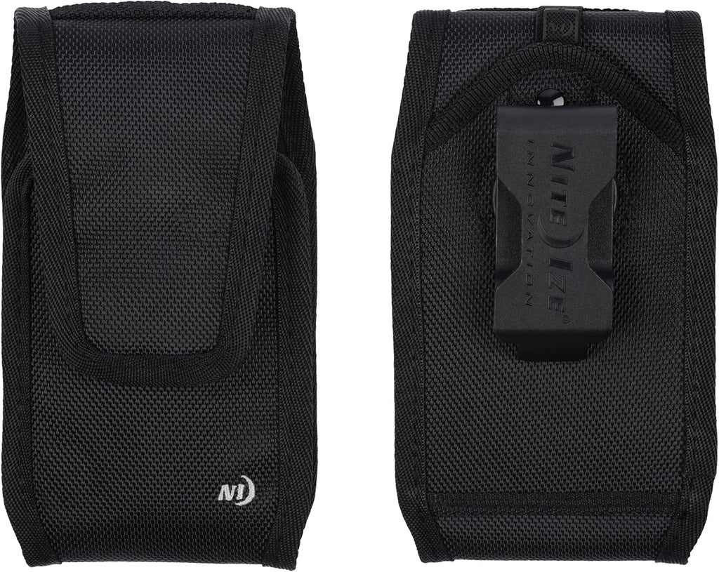 Nite Ize Clip Case Cargo Universal Rugged Holster - Cell Phone & Card Holster Pouch - Durable Phone Holder Clip for Belt - Utility Belt Pouch with Rotating Flex-Clip - XL, Vertical