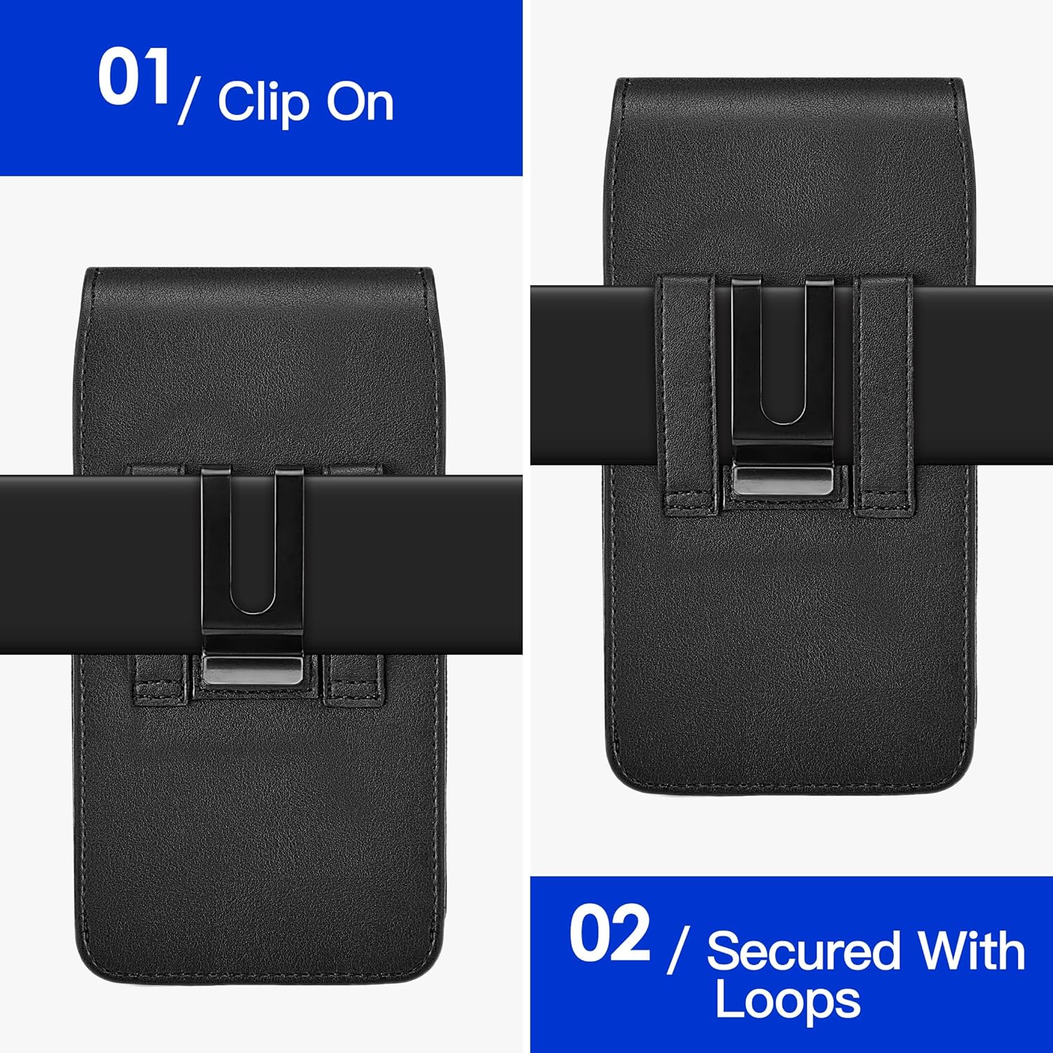 Mopaclle Cell Phone Holster with Belt Clip and Loop,Phone Belt Holder Compatible iPhone 17 Pro Max/Air,iPhone 16 Pro Max, 15, 14 Pro Max, Galaxy S25 Plus, S24 Plus, S23 Plus – Fits with Case On