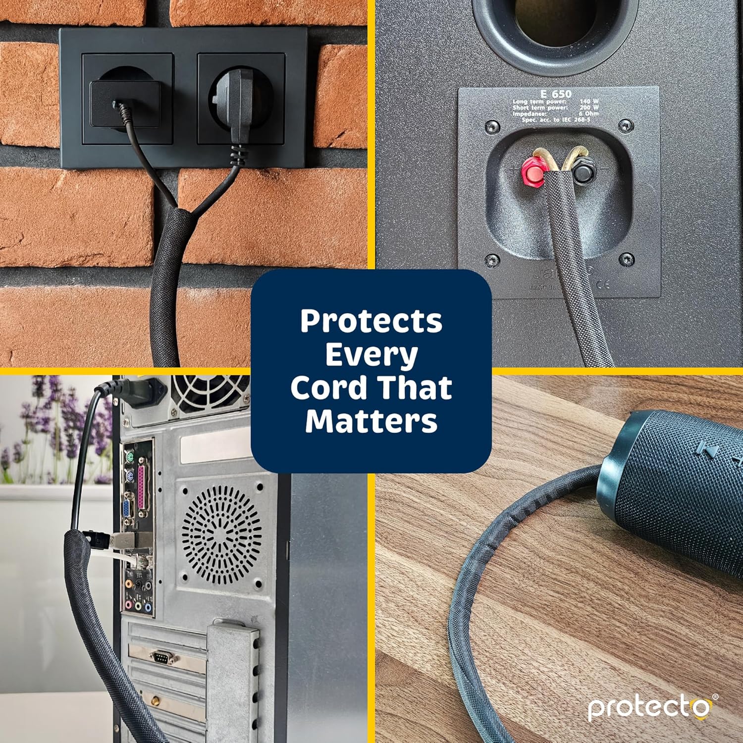 PROTECTO Heavy Duty Dog & Cat Cord Protector 10ft - Easy-to-Use Critter Cord Cover for Pet - Clear Odorless Black Color - No Chew Solution for Power, Audio & Video Wire - Tubing