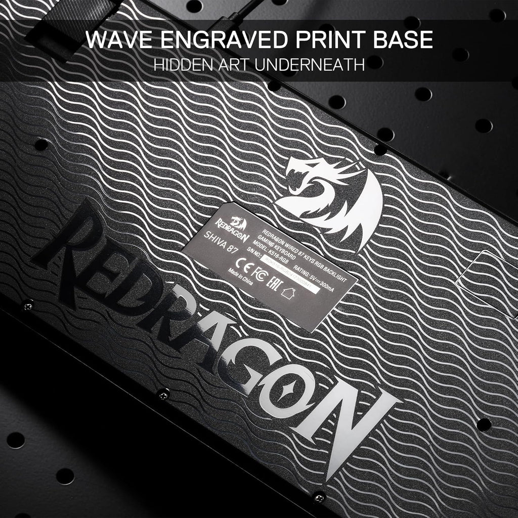 Redragon K516 Shiva TKL Wired RGB Membrane Gaming Keyboard, 87 Keys Mechanical-Feel Keyboard w/Smooth Linear Switch, On-Board Macro & Dedicated Multimedia Keys, 16.8M RGB Backlit, Software Supported