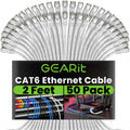GEARit Cat 6 Ethernet Cable (50-Pack 2 Feet) Cat6 Network Patch, 10Gbps, RJ45, Snagless Cord, Gold-Plated Connectors, Internet for PC, TV, Tablet, Router, Printer, Servers, IT Data Center - White