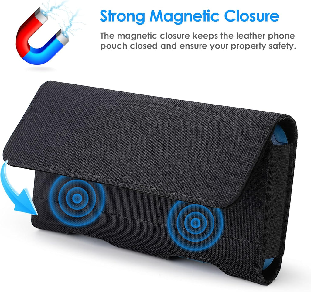 Mopaclle Nylon Phone Holster for iPhone 17 Pro Max, 17 Air, iPhone 16 Pro Max,iPhone 15 Pro Max 14 13 Pro Max & Plus, Premium Cell Phone Belt Holder with Belt Clip for Galaxy S25 Plus,S24 Plus