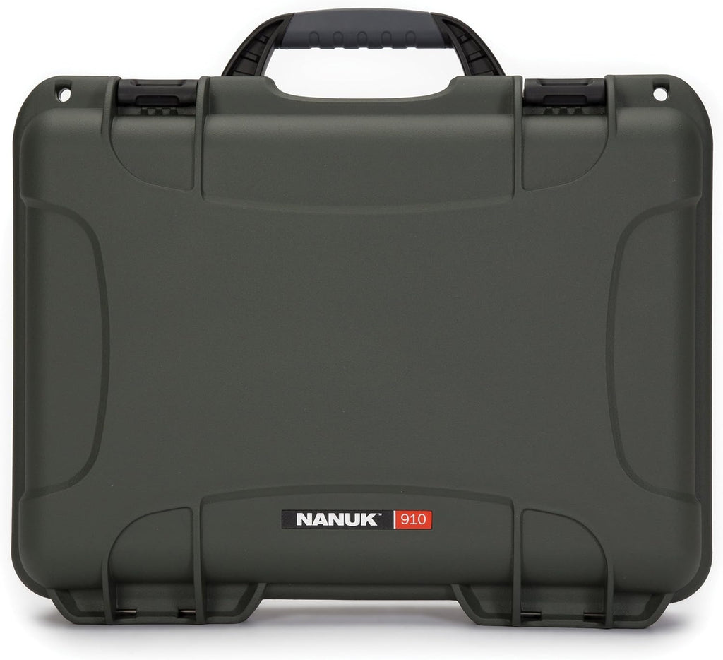 NANUK Medium Series 910 Lightweight NK-7 Resin Waterproof Protective Case for Camcorder or Mirrorless Camera Kit, Olive