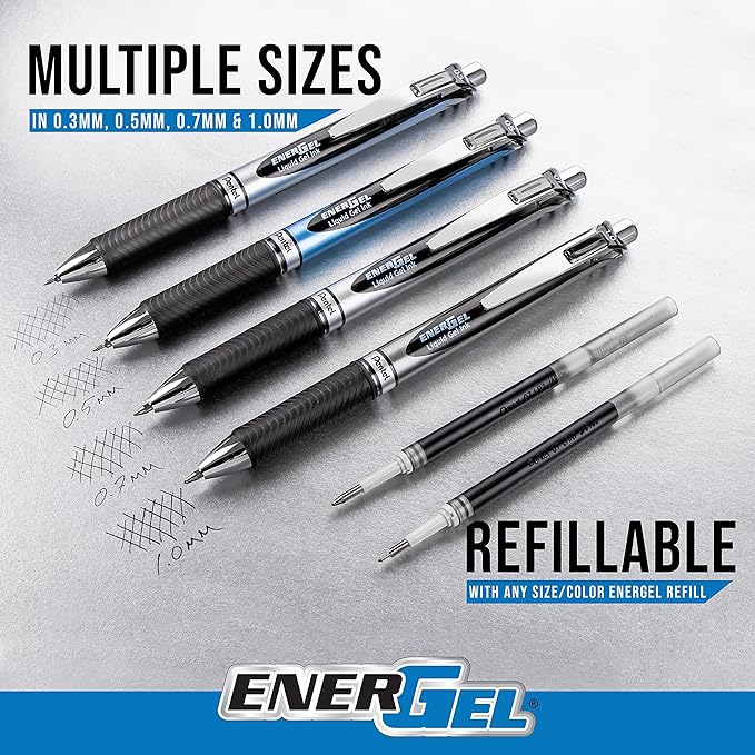 Pentel EnerGel RTX Gel Pens, 0.7 mm Metal Tip, Box of 12 - Image 5