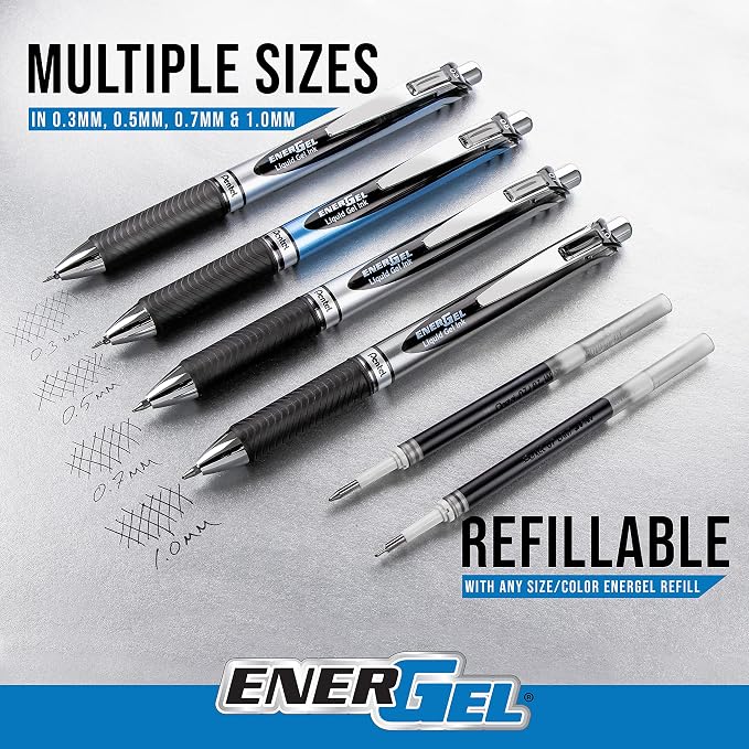 Pentel EnerGel RTX Retractable Liquid Gel Ink Pen, Medium line, Box of 12 Pens - Image 4